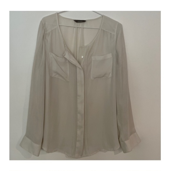 Jacqui E Tops - Jacqui E White Sheer Long Sleeve Blouse